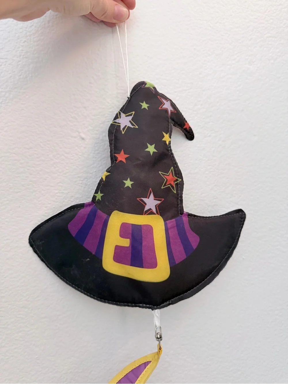 Halloween Witch Hat Spiral Hanging Decoration - Purple and Black